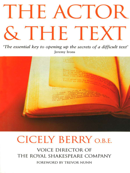 Title details for The Actor and the Text by Cicely Berry - Wait list